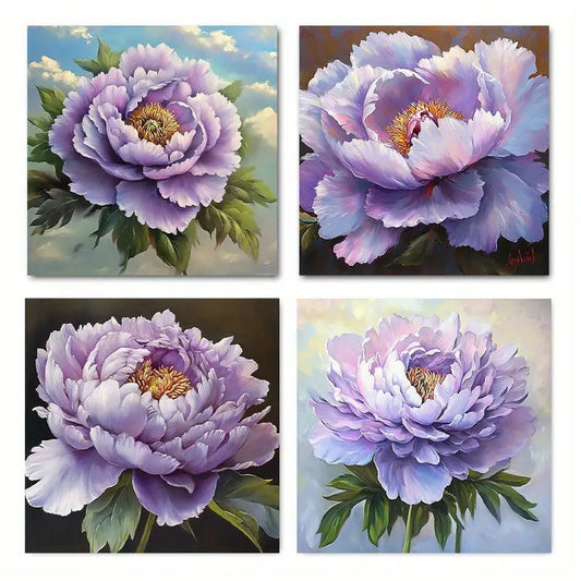 4pcs  Elegant Pink Peony Canvas Art Prints Wall Art Canvas Framed - Bella Home Decor