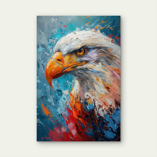 Abstract Oil Palette Knife Bald Eagle 40x60cm Metal Print Ready to Hang