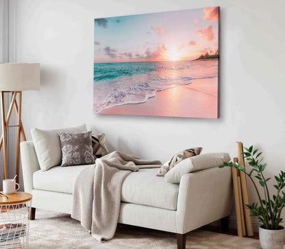 Pink Sky Beach & Sunset 90x60cm Print 100% Australian Made