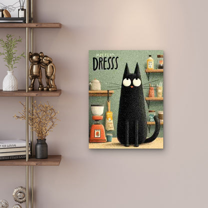 Black Cat & Coffee 60x90cm Metal Print Ready to Hang