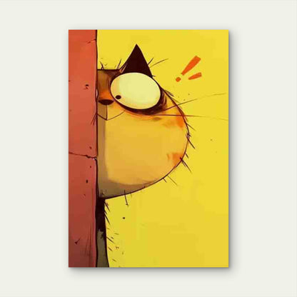 Peeking Cat Illustration 60x90cm Metal Print Ready to Hang
