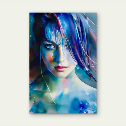 Colorful Fantasy Female Profile Painting 40x60cm Metal Print Ready to Hang