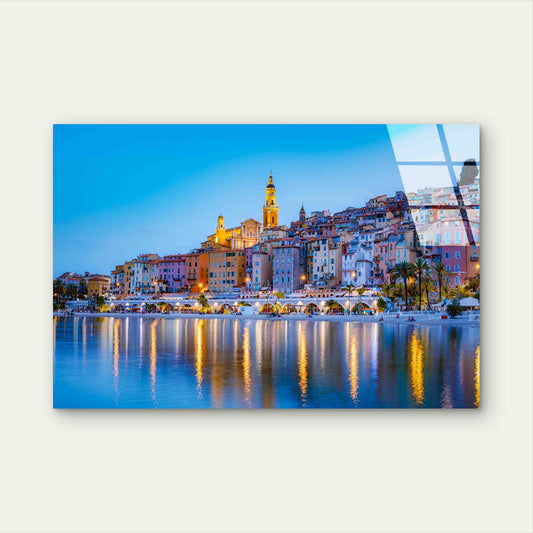 French Riviera Coastal Tempered Glass Printing Wall Art Australian Made Quality
