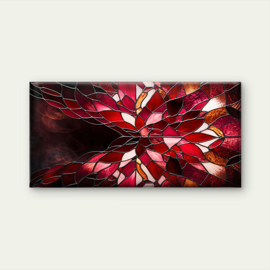 Red Glass Mosaic Kaleidoscope Wall Art Canvas Office Home Room Framed 120x60cm