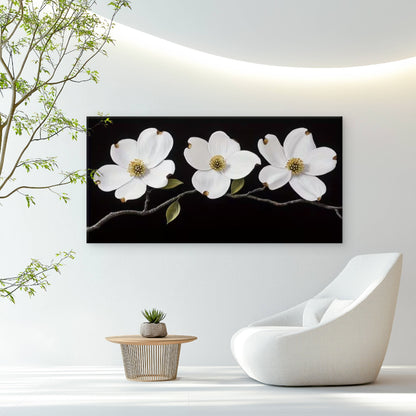 White Magnolia Flowers Wall Art Canvas Office Home Room Framed 120x60cm