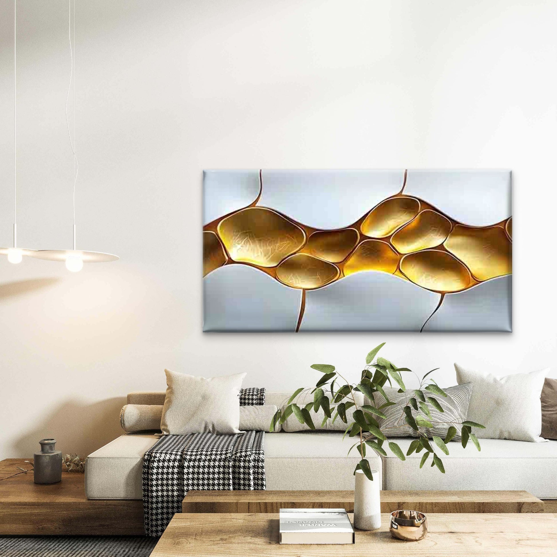 Abstract Irregular Block Wall Art Canvas Office Home Room Framed 120x60cm - Bella Home Decor