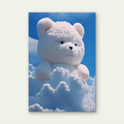 Whimsical Bear in Clouds 60x90cm Metal Print Ready to Hang