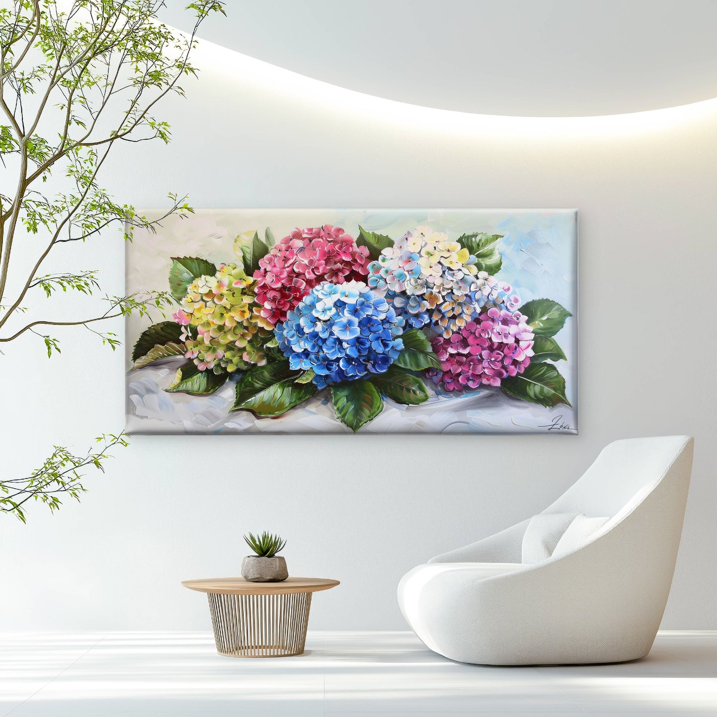 Hydrangea Flowers Bloom Wall Art Canvas Office Home Room Framed 120x60cm