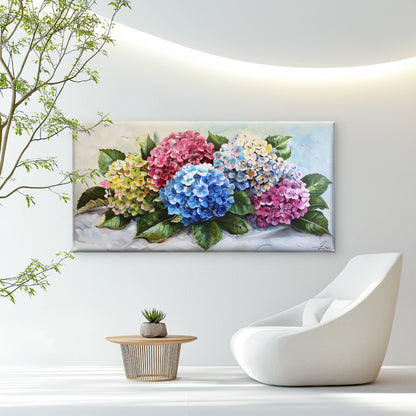 Hydrangea Flowers Bloom Wall Art Canvas Office Home Room Framed 120x60cm