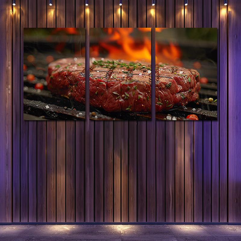 3pcs Delicious Grilled Steak Wall Art Set Canvas Framed 40x60cm - High Quality Print 100% Australian Made Wall Canvas Ready to Hang - Bella Home Decor