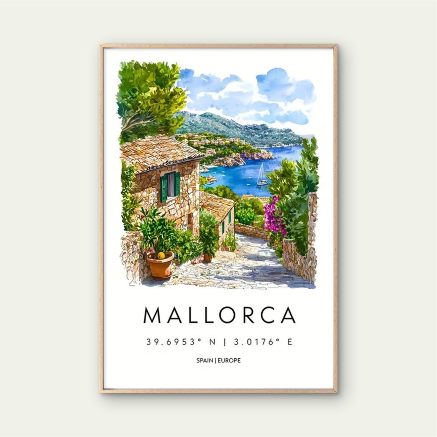 Mallorca Spain Europe Landscape Vibrant Travel Poster Print Wall Art