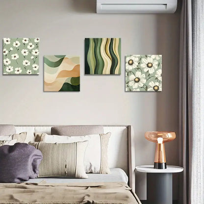 4pcs Garden Poster, Stone Path   Wall Art Canvas Framed