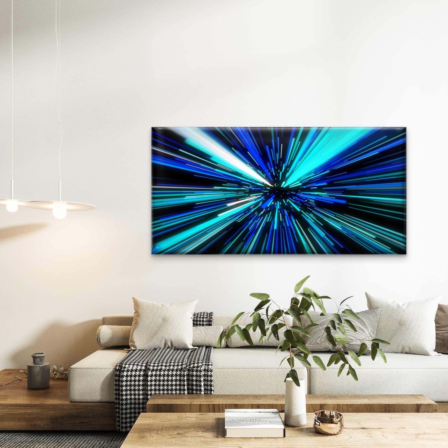 Abstract With Straight Lines Wall Art Canvas Office Home Room Framed 120x60cm - Bella Home Decor