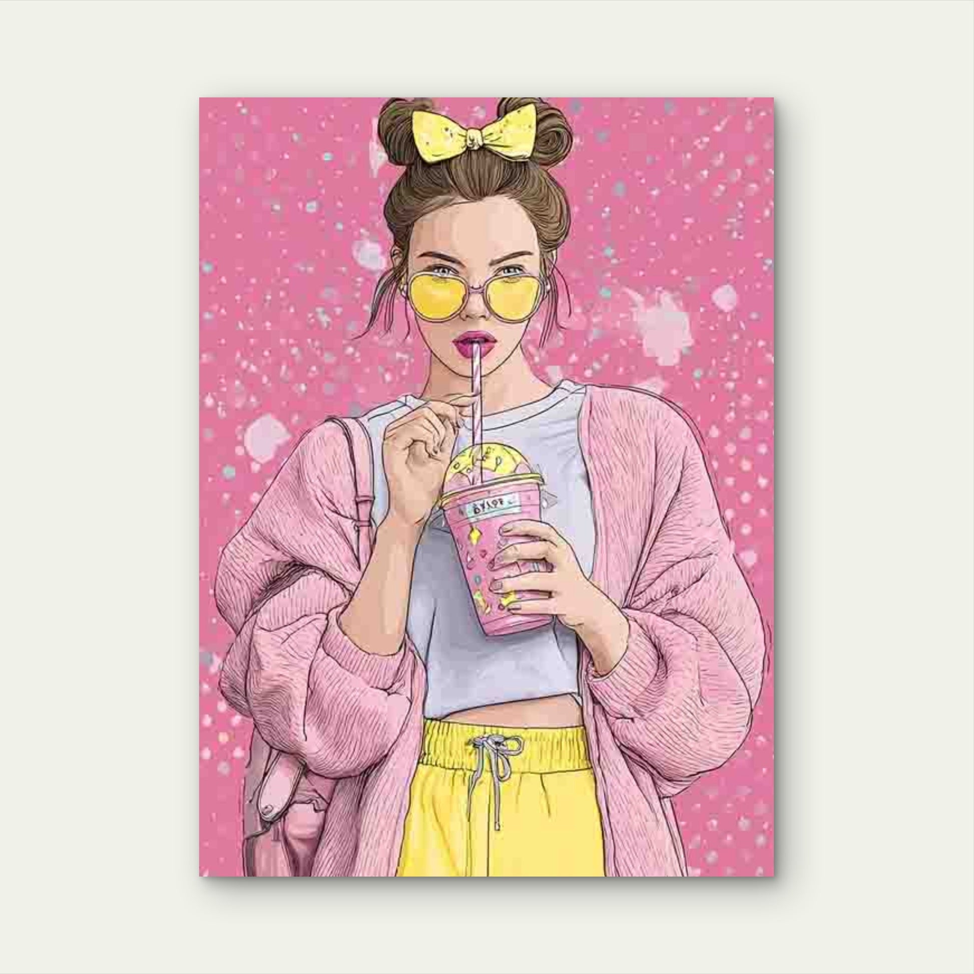 Funky Girly Pastel Colors & Bubble Patterns 60x90cm Metal Print Ready to Hang - Bella Home Decor