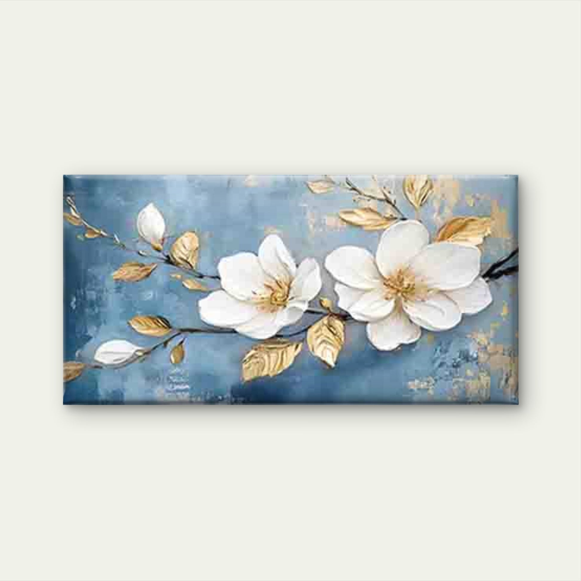 White Magnolia Flowers Wall Art Canvas Office Home Room Framed 120x60cm - Bella Home Decor