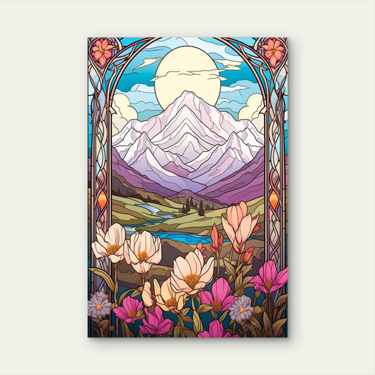 Mountain Valley River Pink Tulip 40x60cm Metal Print Ready to Hang