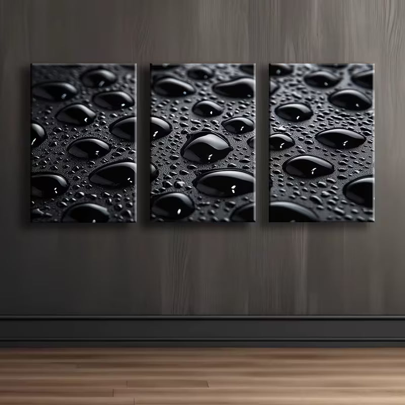 3pcs Black background Water Drop Wall Art Set Canvas Framed 40x60cm - High Quality Print 100 % Australian Made Wall Canvas Ready to Hang