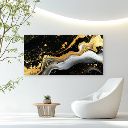 Golden Swirl Abstract Art Wall Art Canvas Office Home Room Framed 120x60cm