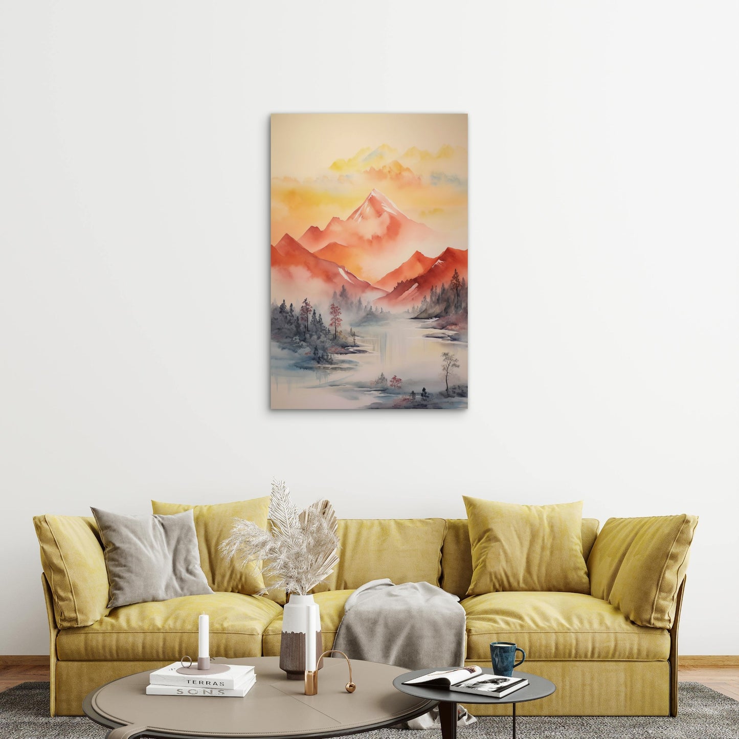 Digital Art Beautiful Mountains 40x60cm Metal Print Ready to Hang