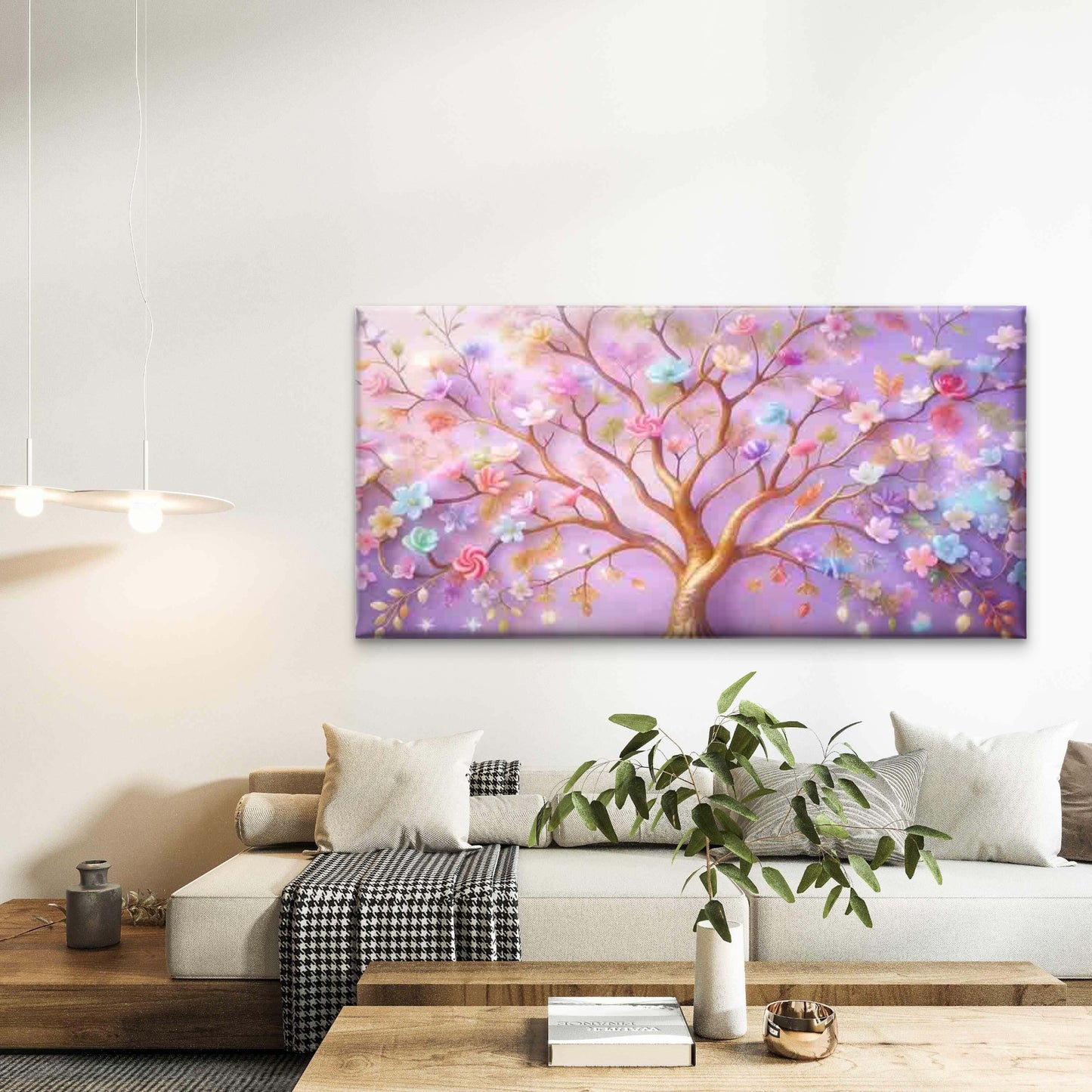 Whimsical Candy Flower Tree Wall Art Canvas Office Home Room Framed 120x60cm