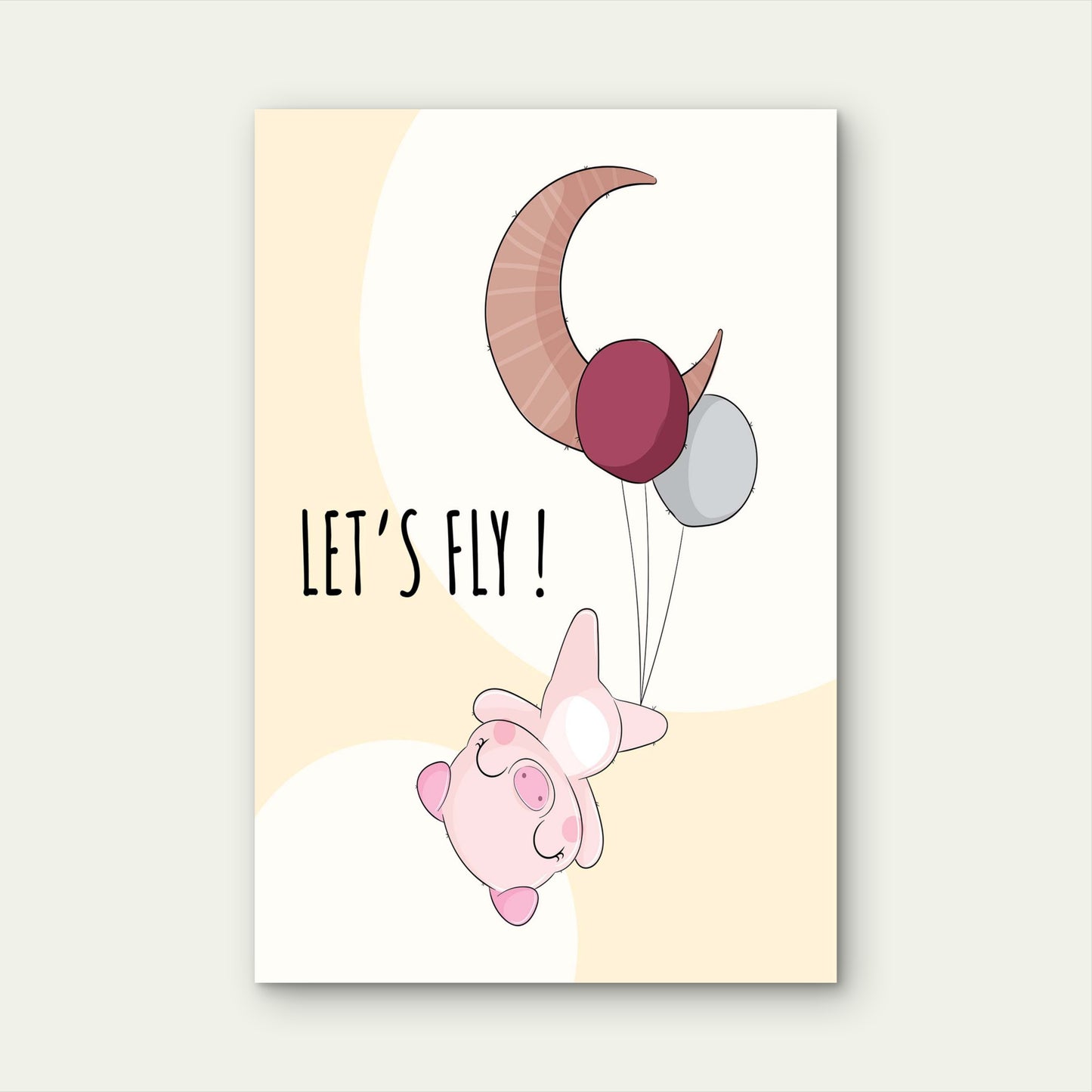 Cute Flying Pig Let Us Fly 5mm thick Plastic Poster Ready to Hang 90x60cm