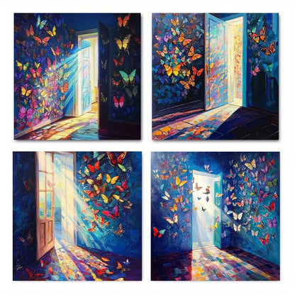 4pcs  Vintage Butterfly Canvas Art Prints   Wall Art Canvas Framed
