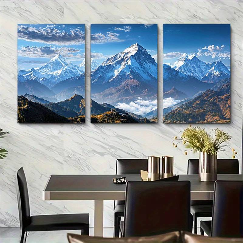 3pcs Tourist Attractions of Nepal Mount Everest Metal Print Ready to Hang Art - Bella Home Decor