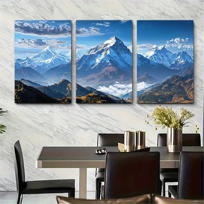3pcs Tourist Attractions of Nepal Mount Everest Metal Print Ready to Hang Art - Bella Home Decor