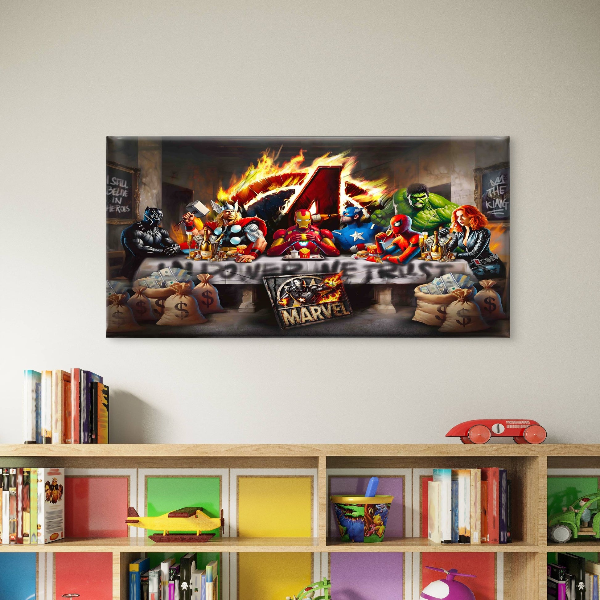 Epic Heroes Last Supper Wall Art Canvas Office Home Room Framed 120x60cm - Bella Home Decor
