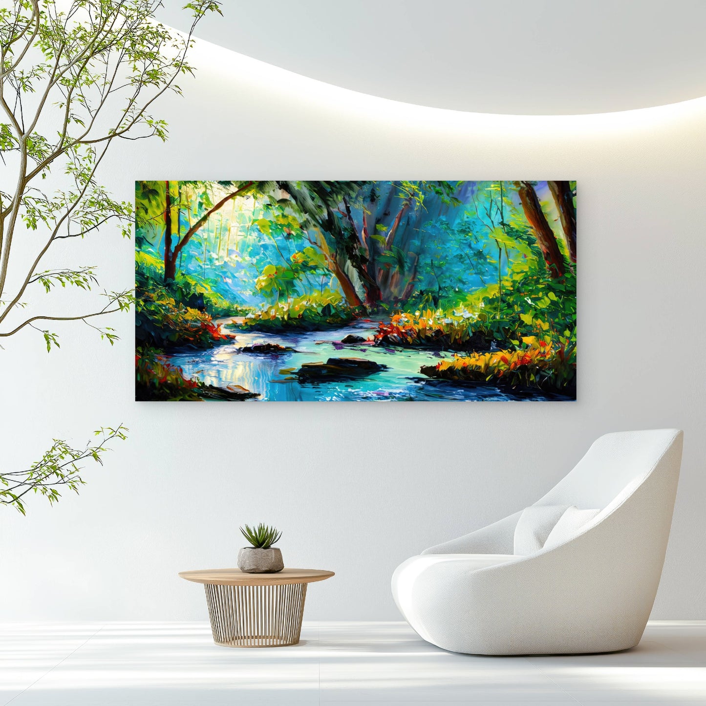River In Autumn Forest Wall Art Canvas Office Home Room Framed 120x60cm