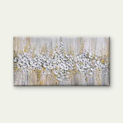 Abstract White Flowers Painting Wall Art Canvas Office Home Room Framed 120x60cm - Bella Home Decor