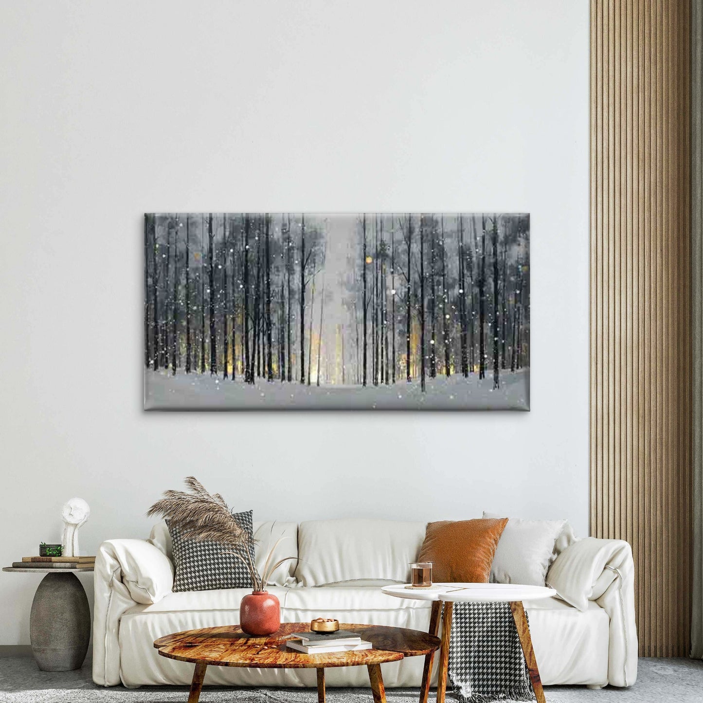 Winter'S Tale in a Snowy Forest Wall Art Canvas Office Home Room Framed 120x60cm