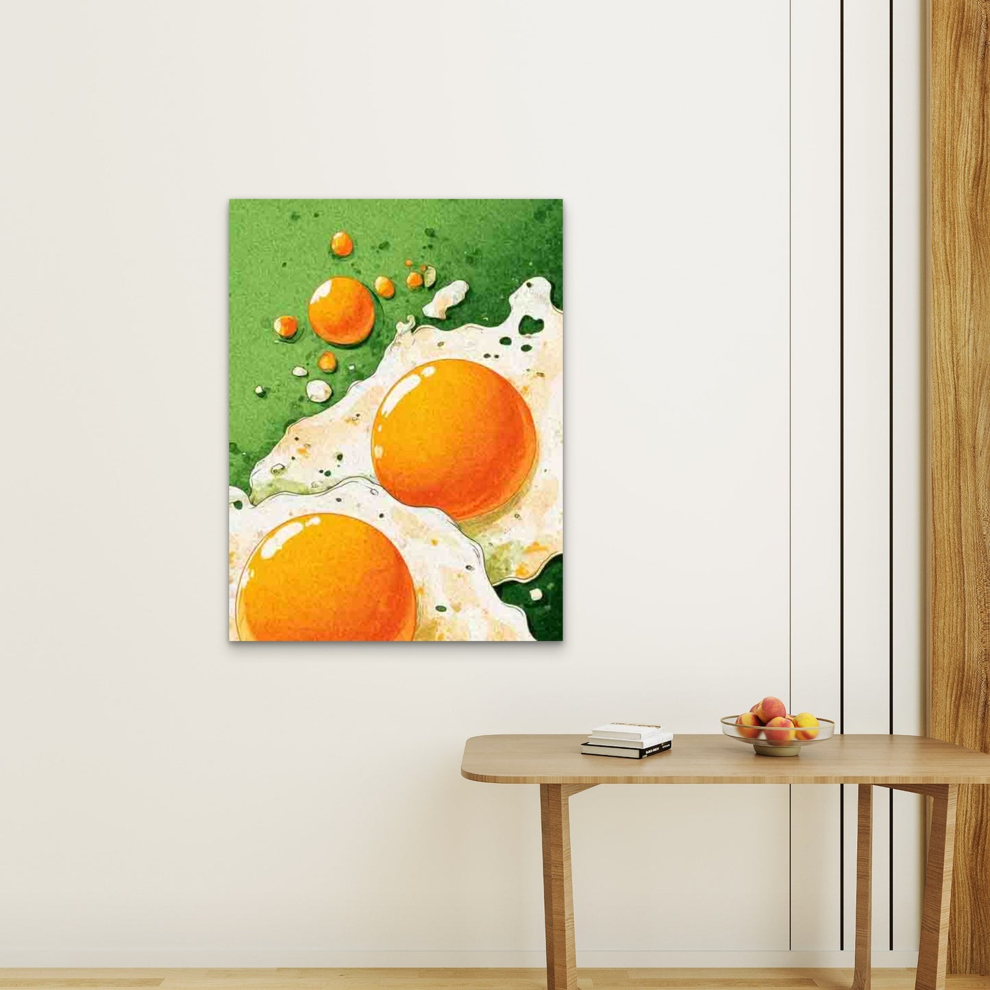 Sunny Side Up Eggs Food Illustration Metal 40x60cm Print Ready to Hang - Bella Home Decor
