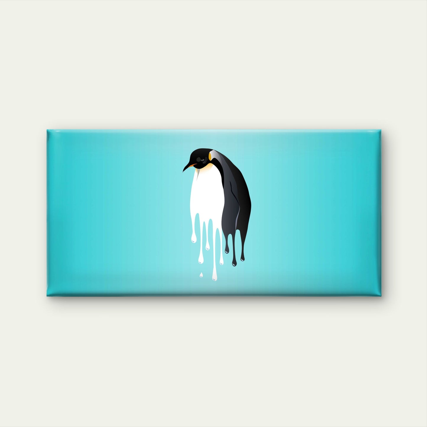 Surreal Melting Penguin Blue Wall Art Canvas Office Home Room Framed 120x60cm
