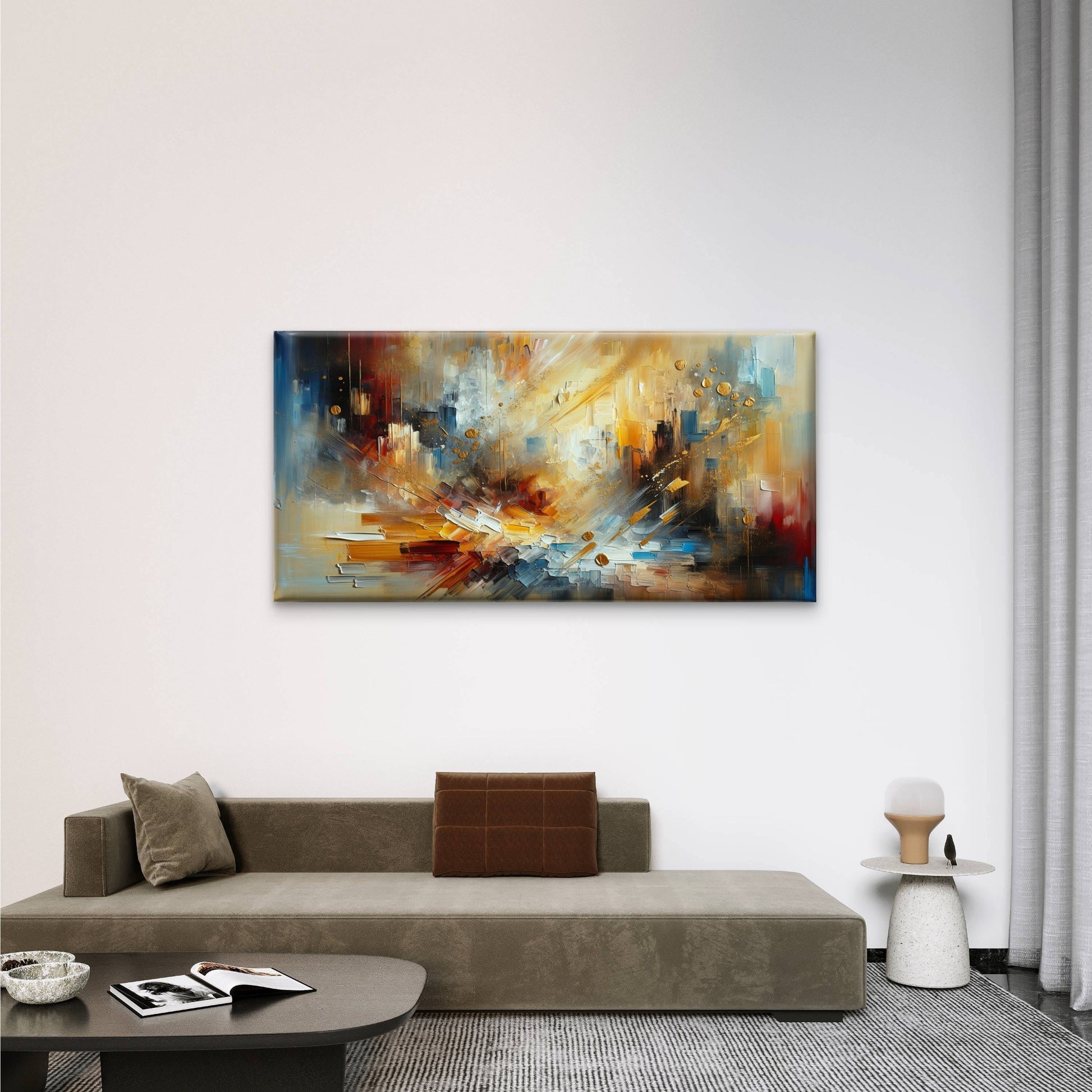 Bold Industrial Geometric Painting Wall Art Canvas Office Home Framed 120x60cm