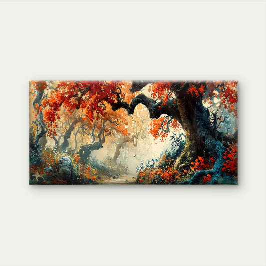 Gnarled Tree Forest Abstract Wall Art Canvas Office Home Room Framed 120x60cm