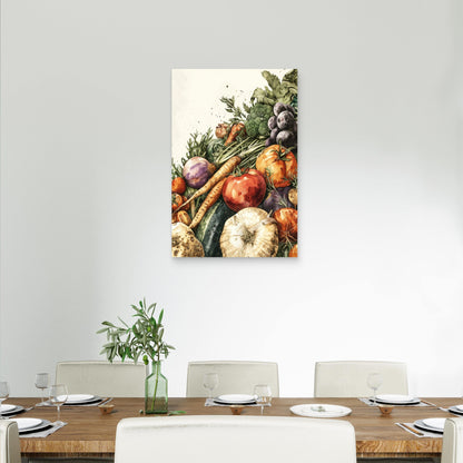 Vibrant Watercolor of Fresh Vegetables 40x60cm Metal Print Ready to Hang
