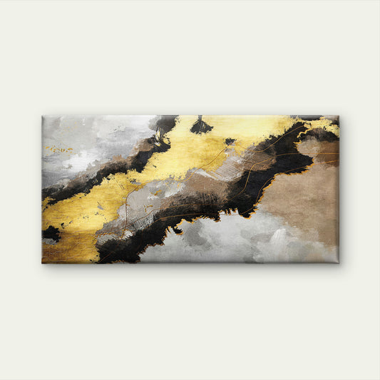Modern Black Grey Gold Leaf Wall Art Canvas Office Home Room Framed 120x60cm