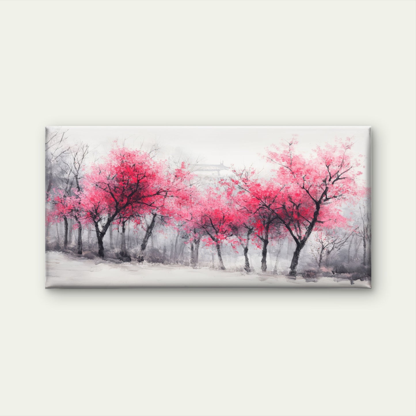 Pink Plum Blossom Trees Wall Art Canvas Office Home Room Framed 120x60cm
