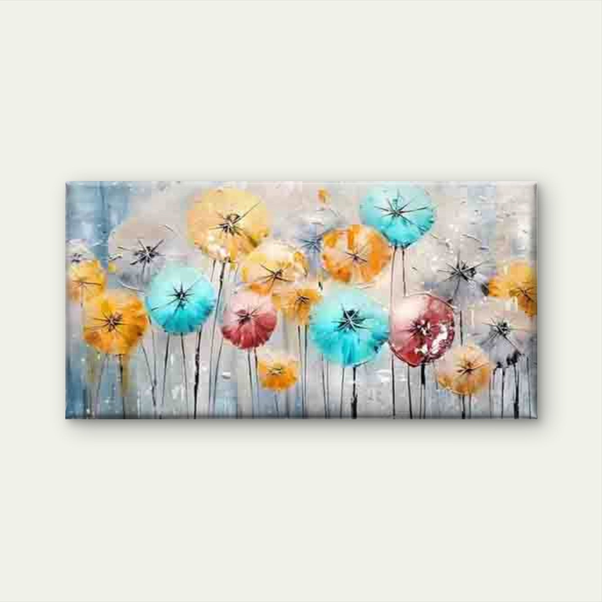 Colorful Floral Abstract Wall Art Canvas Office Home Room Framed 120x60cm - Bella Home Decor