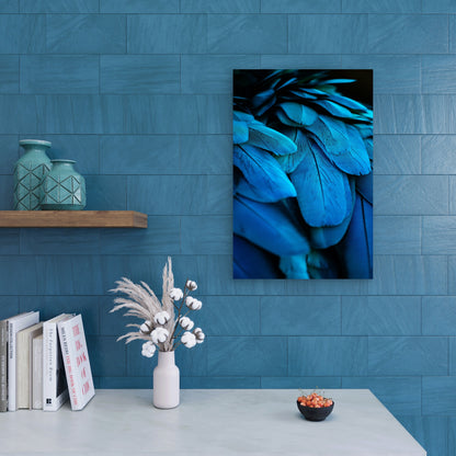 Vibrant Blue Feathers Of A Bird 60x90cm Metal Print Ready to Hang