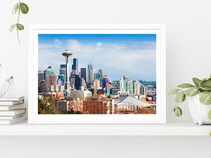 Queen Anne Hill In Washington Glass Framed Wall Art, Ready to Hang Quality Print With White Border White