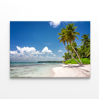 Tropical Beach with Palm Trees  Wall Art Decor 100% Australian Made