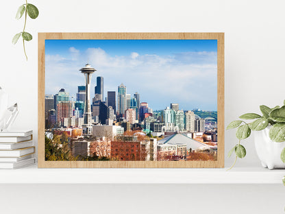 Queen Anne Hill In Washington Glass Framed Wall Art, Ready to Hang Quality Print Without White Border Oak