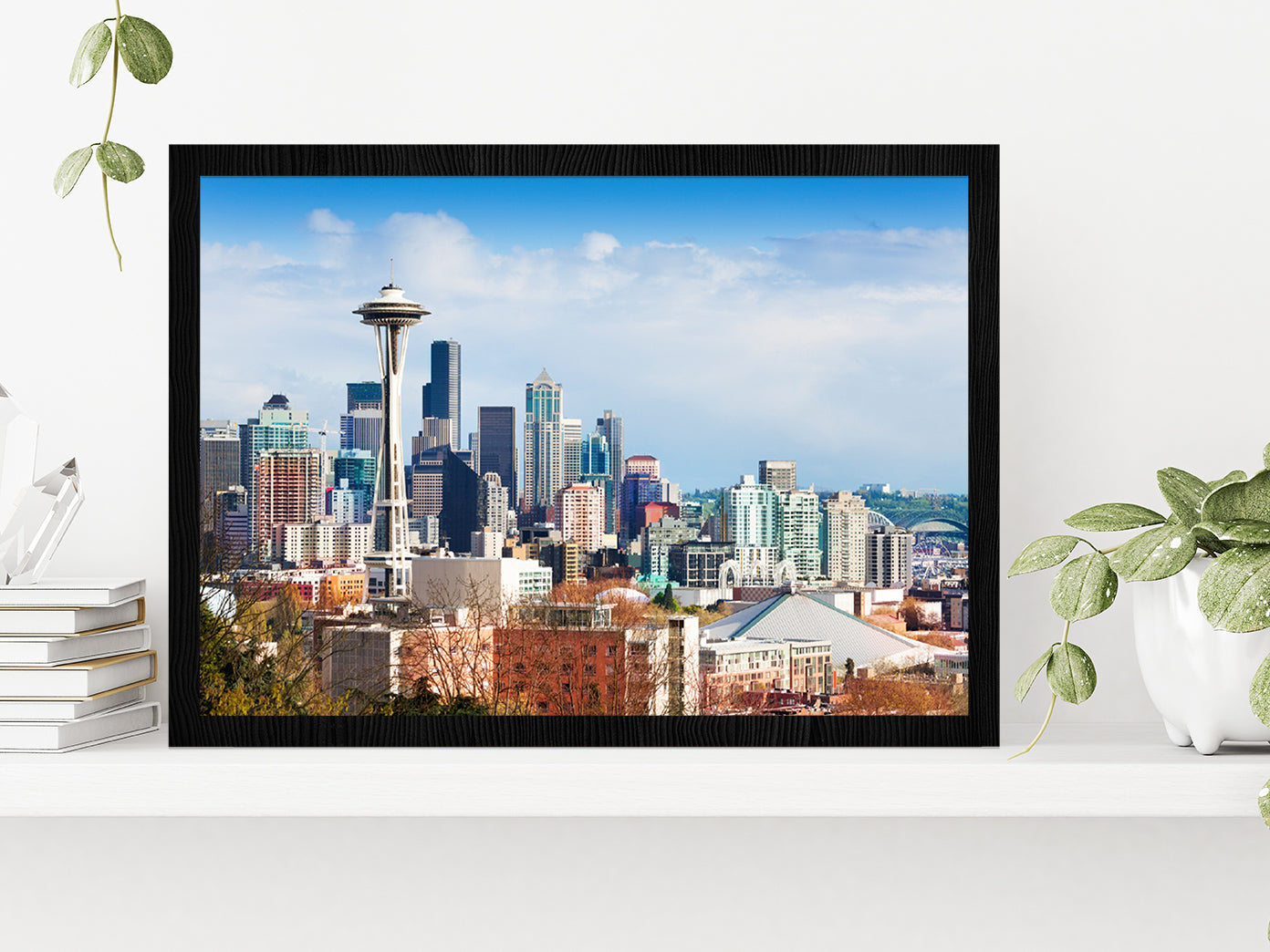 Queen Anne Hill In Washington Glass Framed Wall Art, Ready to Hang Quality Print Without White Border Black
