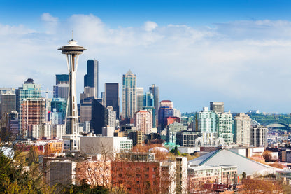 Queen Anne Hill In Washington Glass Framed Wall Art, Ready to Hang Quality Print