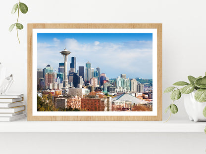 Queen Anne Hill In Washington Glass Framed Wall Art, Ready to Hang Quality Print With White Border Oak
