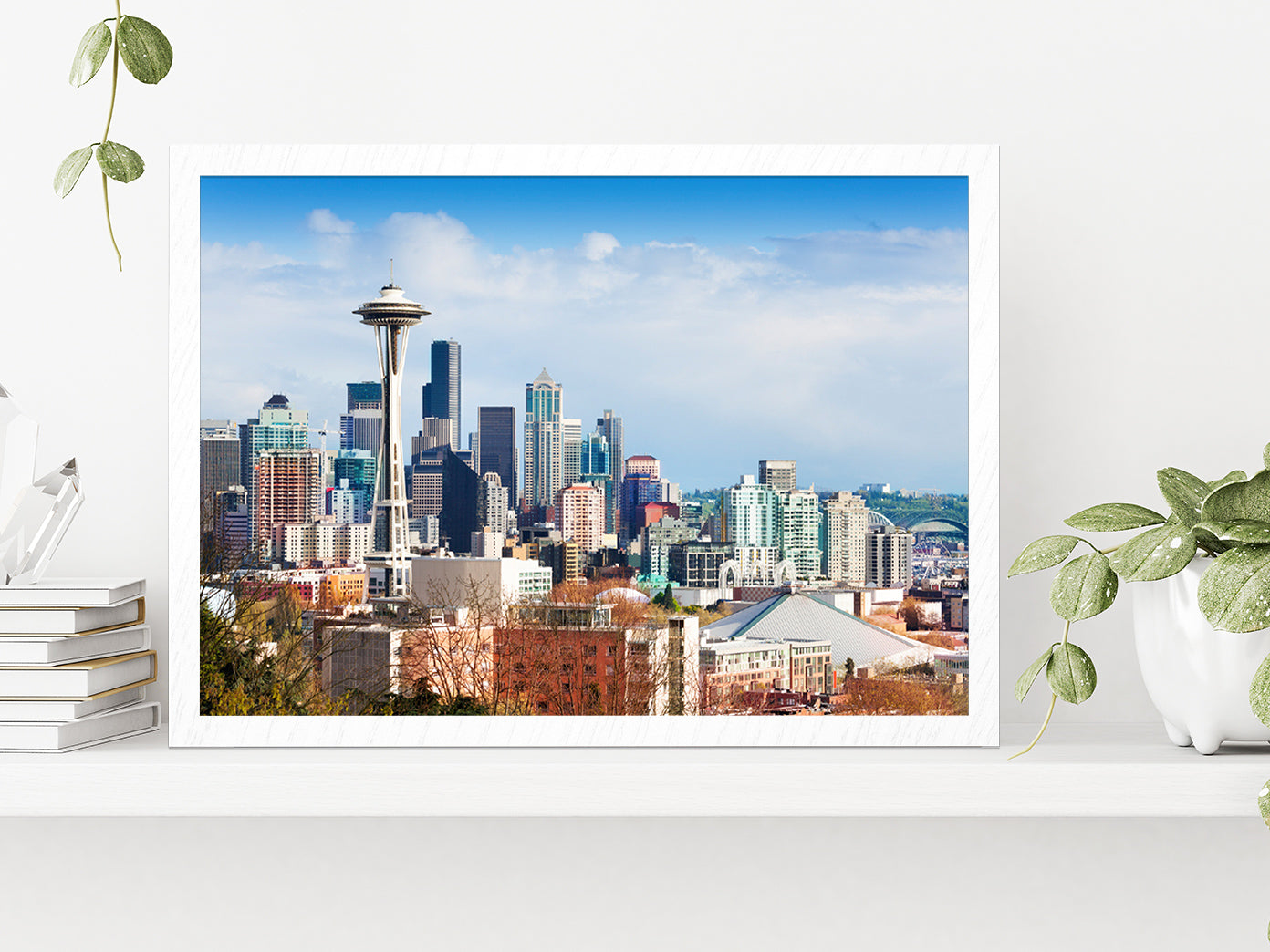 Queen Anne Hill In Washington Glass Framed Wall Art, Ready to Hang Quality Print Without White Border White