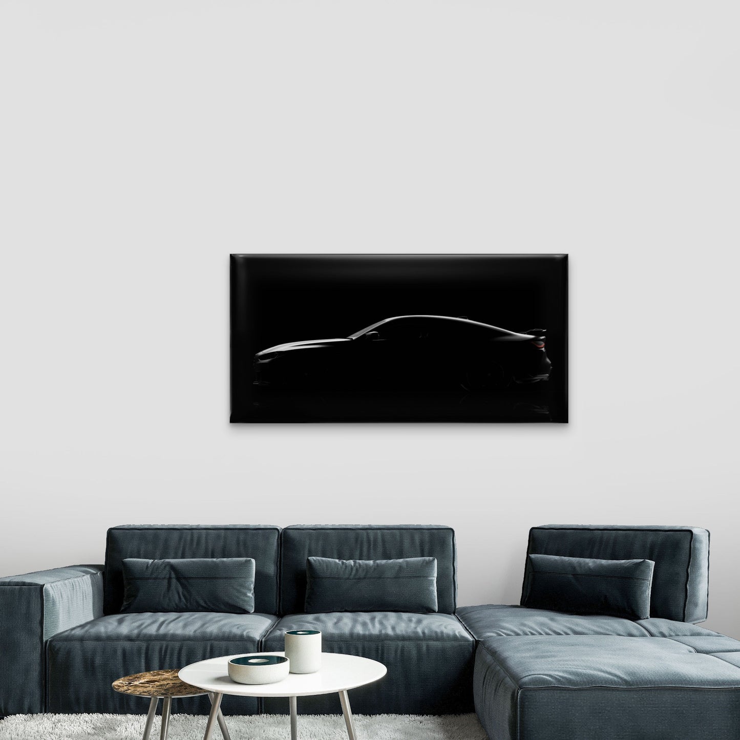 Silhouette Of A BMW Series Gran Coupé Wall Art Canvas Office Home Room Framed 120x60cm