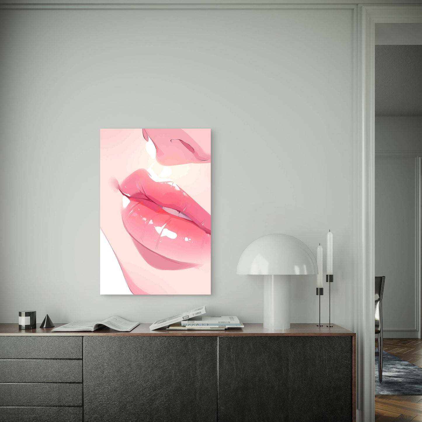 A Woman Lips with Sparkling Lights 60x90cm Metal Print Ready to Hang